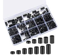 Cpolebev Kit Distanziatori per per Prese Elettriche da 320 Pezzi Kit Assortimento Distanziatori Rotondi In Nylon Nero Distanziatori In Plastica Filettatura