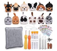 Cpolebev Kit per Feltro Ad Ago da 12 Pezzi Forniture per Feltro Ad Ago Kit per Principianti per Feltro Ad Ago in Lana per Bambole con Istruzioni, Tappetino in Schiuma per Feltro e Fai-da-T
