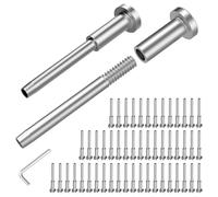 Cpolebev Kit per Ringhiere con Invisibile da 50 Pezzi, Tenditore per Ringhiere con da 1/8 di Pollice, Ricevitore Invisibile per In Legno/Metallo da 2x2 Pollici