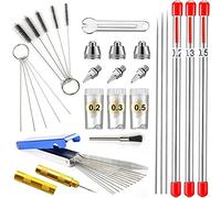 Cpolebev Kit Pulizia Aerografo, Kit Cappuccio Ugello Aerografo e Parti Ago Aerografo, Accessori Spruzzatore Aerografo 0,2/0,3/0,5 Mm