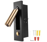 Cpolebev Lampade da Lettura, Lampada da Parete per Testiera Lampada da Lettura da Incasso con Interruttore un Pressione Lampade da Parete per Soggiorno, Camera da Letto Nero