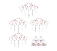 Cpolebev Le per Battesimo per Ragazze Includono 25 Pezzi di Rosario per Battesimo Rosa Rosario per Bambini Mini Rosario 25 Pezzi di Sacchetti di Organza Regali di Battesimo
