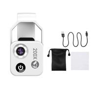 Cpolebev Lente per Microscopio con Ingrandimento 200 X Lente Macro Tascabile Micro-Tipo con Luce LED Mobile per iOS Android Tutti Gli Smartphone, Bianca