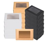 Cpolebev Mini Scatola di Carta Kraft da 30 Pezzi con Scatola di Imballaggio Regalo per Finestre Scatola per Dolciumi da Forno per Sapone (Nero Bianca)