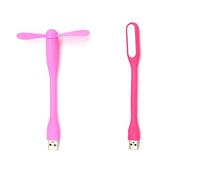 Cpolebev Mini Ventilatore da Tavolo USB Multifunzionale con Luce USB Universale Luce LED Portatile a Risparmio Energetico, Rosa