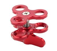 Cpolebev Morsetto A Sfera 3 Fori Luci Subacquee Braccio Sfera Staffa di Montaggio per Treppiede Torcia Action Camera,Rosso