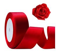 Cpolebev Nastro Rosso da 1 1/2 Pollice, 25 Iarde Nastro Artigianale in, Nastro per Capelli in Seta Poliestere A Faccia Singola, Nastro in Tessuto per Bouquet Resistente Facile da Installare