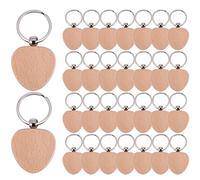 Cpolebev nel Legno Un Forma di Cuore nel Bianca da 30 Pezzi nel Legno DIY Tag Chiave Regalo DIY
