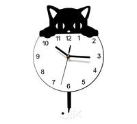 Cpolebev novità Orologio da Parete Gattino e Pesce Orologio Gattino con Coda Oscillante Regalo per Gli Amanti dei Gattini
