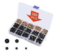 Cpolebev Occhi di Sicurezza con Rondelle, 150 Pezzi Occhi di Bambola Piccoli Occhi di Giocattoli Artigianali Occhi di Orsacchiotto 6Mm / 8Mm / 9Mm / 10Mm / 12Mm, Occhi di Plastica Nera