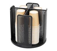 Cpolebev Organizer Girevole per Tazze e Coperchio con 4 Scomparti, Dispenser per Tazze di caffè, Supporto per Bicchieri di Carta, per Piano di Nero Facile da Usare