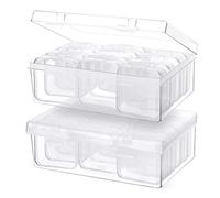 Cpolebev Organizer in Plastica con 24 Organizer per Piccole Perline con 2 Custodie Artigianali con Coperchio Incernierato