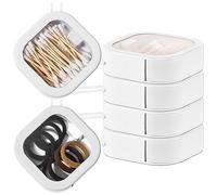 Cpolebev Organizer per Elastici per Capelli da 4 Pezzi Contenitori Portaoggetti Portatili per Accessori per Capelli Porta Fermagli per Capelli Impilabile Spilla Batuffolo di Cotone
