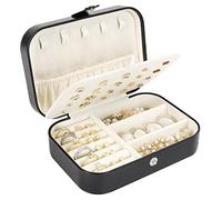 Cpolebev Organizer per Gioielli da Viaggio Un Doppio Strato nel Pelle PU per Gioielli da Viaggio Portatile per Donne e Ragazze, Nero