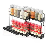 Cpolebev Organizer per Portaspezie, Portaspezie Estraibile A 2 Livelli per da Cucina, Ripiano Organizer per Cassetto Delle Spezie per Piccoli Spazi Durevole