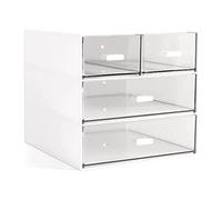 Cpolebev Organizer per Trucco, Organizer da Scrivania con 4 Cassetti, Organizer per Articoli Vari, Organizer per Cosmetici, Bancone da Bagno, Bianca