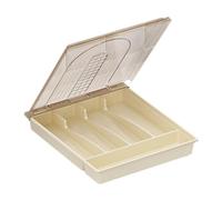 Cpolebev Organizzatore con Coperchio, Contenitore per e In Plastica, Vassoio per Utensili Coperto con Scomparti per Cassetto Della Cucina D