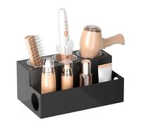 Cpolebev Organizzatore per Strumenti per Capelli Porta Asciugacapelli da Appoggio Supporto per Asciugacapelli per Bagno con 3 Tazze Nero