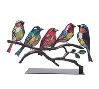 Cpolebev Ornamenti da Scrivania Colorati con Uccelli su Rami, Ornamento da Scrivania in Metallo Colorato con Uccelli Multicolori, Ornamento in Colorato Durevole e Facile da Usare