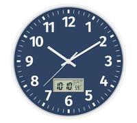 Cpolebev Orologio da Parete Digitale con Ora, Giorno della Settimana e Temperatura, Orologio da Parete Digitale Rotondo Silenzioso e Ticchettio, Alimentato A Batteria