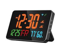Cpolebev Orologio Digitale Sveglia Orologio WiFi, Lettere Extra, Temperatura e umidità, Calendario, Settimana,B