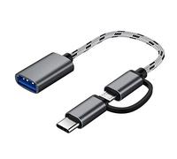 Cpolebev Otg Usb 2 nel 1 Tipo-C/Micro-Usb un Usb 3.0 Intrecciato Progettato per Trasferimento Dati per Telefono Andriod (Grigio)