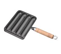 Cpolebev Padella per Salsicce in Ghisa, Pentola per Cucinare Salsicce alla Griglia, Pentola per Salsicce alla Griglia Pre-Stagionata Domestica 20x15 cm Orizzontale