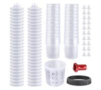 Cpolebev Paint GunCup, Set da 20 Oz (600 Ml), con 50 Tazze e di Coperchio, 10 Tappi e 1 Tazza con di Fermo, 1 Adattatore per Tazza