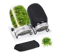 Cpolebev Parti per Sprout Maker con 2 Barattoli A Bocca Larga Kit per la Coltivazione di Germogli di Soia Barattolo per la Coltivazione con Coperchi A Rete