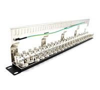 Cpolebev Patch Panel Cat7 24Port CAT7 / CAT6A Patch Panel Completamente Schermato incl. Adattatore Schermato 24X Cat7 1U 19 Pollici