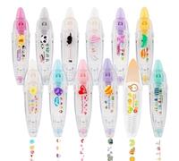Cpolebev Penna Decorativa Tipo Pressa per Cartoni Animati Fai-Da-Te, Penna A Nastro Ally-Pocket, Penna A Nastro Decorativa per Diario di Scrapbooking con Animali Carini, C-12PCS Durevole