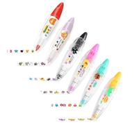 Cpolebev Penna Decorativa Tipo Pressa per Cartoni Animati Fai-Da-Te, Penna A Nastro Ally-Pocket, Penna A Nastro Decorativa per Diario di Scrapbooking con Animali Carini, A-6PCS Resistente e Facile da