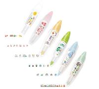 Cpolebev Penna Decorativa Tipo Pressa per Cartoni Animati Fai-Da-Te, Penna A Nastro Ally-Pocket, Penna A Nastro Decorativa per Diario di Scrapbooking con Animali Carini, B-6PCS Facile da Usare