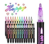 Cpolebev Pennarelli a Doppia, Set di Pennarelli a 36 Colori Super Squiggles Shimmer, Pennarelli Metallici a Contorno Automatico