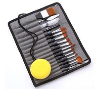 Cpolebev Pennello per Multiuso Pennello per Acrilico con Astuccio con Coulisse, Set di Pennelli per Artisti per Olio Acrilico Tela per
