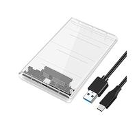 Cpolebev per HDD USB3.0/Tipo-C da 2,5 Pollici per Disco Rigido SSD SATA3 Un USB 3.0 Scatola per HDD Trasparente per HDD USB C 5 Gbps