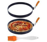 Cpolebev per Pancake da 8 Pollici per Frittata Antiaderente con Manico Isolato in Silicone Stampi per Anelli per Uova Rotondi con Pennello per Olio