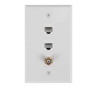 Cpolebev Piastra da Parete Coassiale Ethernet, RJ45 un 2 Porte Cat6 e Connettore Tipo F un 1 Porta Coassiale da Parete Femmina un Femmina