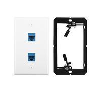 Cpolebev Piastra da Parete Ethernet con Staffa di Montaggio Un Bassa Tensione, Presa Un Muro per Ethernet Cat6 Un 2 Porte Single Gang