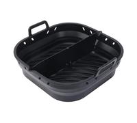 Cpolebev Piastra In Silicone per Air Fryer, Stampo da Forno Quadrato Riutilizzabile per Air Fryer, Accessori Pieghevoli per Air Fryer 8,5 Pollici, Strumento da Forno per Air Fryer, Nero