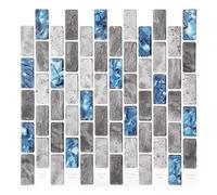 Cpolebev Piastrelle Vivaci Piastrelle Blu Un Buccia e Bastone Piastrelle 3D Effetto Mattone Impermeabile Cucina Backsplash Decor Carta da Parati Autoadesiva