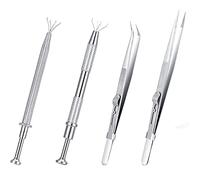 Cpolebev Pinzette Multiuso Strumento per Gioielli Porta Gemme Pinzette per Gioielli con Diamanti Set di 4 Pinzette Extra