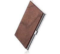 Cpolebev Porta Biglietti da Visita In Legno Slim Fit In Legno di Noce e Acciaio Inossidabile per Ufficio