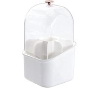 Cpolebev Porta Pennelli Trucco Quadrato, Contenitore per Pennelli Trucco Girevole Un 360 Gradi, Porta Trucco Impermeabile con Coperchio (Bianca)