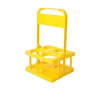 Cpolebev Portabevande Pieghevole In Plastica A 4 Fori, Portabibite Riutilizzabile con Manico Portabibite Portatile Giallo