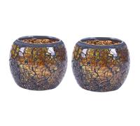 Cpolebev Portacandele in Vetro A Mosaico/Portacandele da tè/Vaso/Portapenne, Candela da tè Romantica in Vetro Frantumato Fatta A Mano