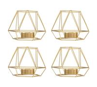 Cpolebev Portacandele Votive Un Luce di tè nel Metallo con Design Geometrico Un 4 Pezzi, Portacandele Vuote Un di Candela per La Decorazione Domestica di Nozze