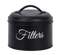Cpolebev Portafiltro per caffè, Cestello Portafiltro per caffè con Coperchio, Contenitore per Filtro per caffè Rotondo per Bancone, Nero
