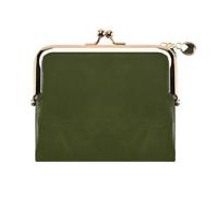 Cpolebev Portafoglio Corto Da Bifold Retrò Portamonete Multifunzione con Cerniera e Chiusura Bacio Verde