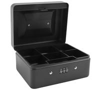 Cpolebev Portamonete nel Metallo Resistente con Vassoio Portaoggetti con Chiusura - Portamonete Piccolo con Serratura Un Combinazione 15 X 12 X 7,7 Cm (Nero)